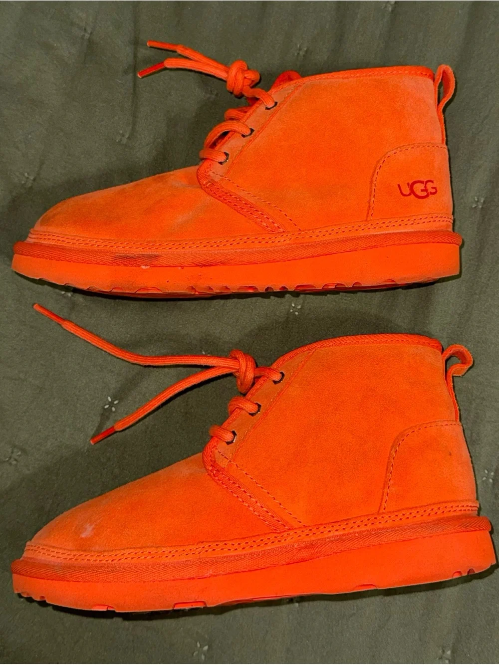 UGG Kids Orange Suede Lace-Up Boots size 2